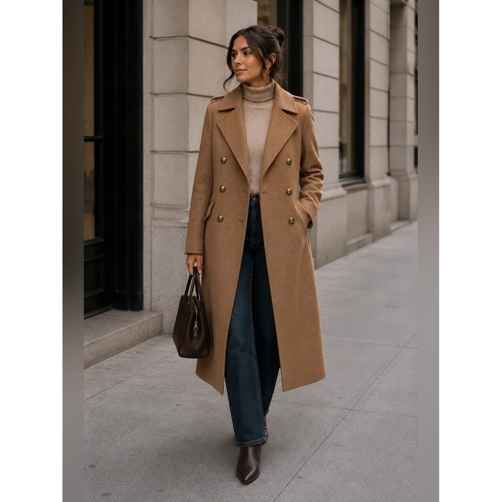 NWT Barbour Cottesmore Wool Blend Coat SZ 14 in CAMEL